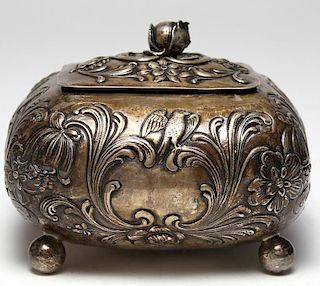 German Rococo-Style Footed Repousse Silver Box
