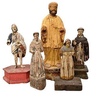 Five Spanish Colonial Religious Figures