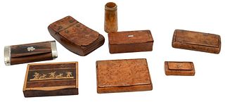 Collection of Eight Carved Snuff Boxes