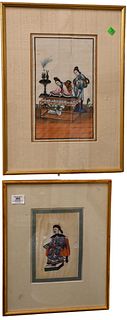 Eight Framed Asian Watercolors on Tissue Paper 