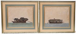 Pair of Chinese Export Junks/Boats