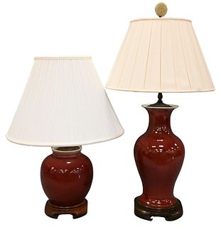 Two Chinese Oxblood (Langyao) Vase Made Into Lamps