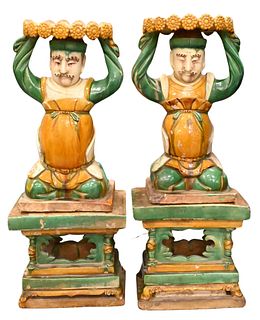 Pair of Chinese Ceramic Figural Stands