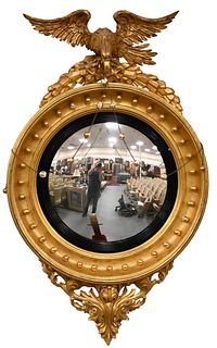 Federal Giltwood Convex Mirror Topped with Large Eagle