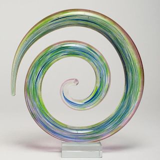 Contemporary Modernist Whorled Rainbow Glass