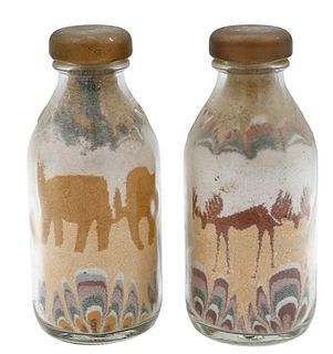 Pair of Sand Pictures in a Glass Bottle