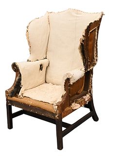 Chippendale Mahogany Wing Chair on Squared Legs