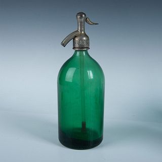 Antique Green Glass Seltzer Bottle & Siphon Argentina