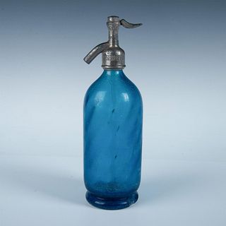 Antique Blue Glass Seltzer Bottle & Siphon, Argentina
