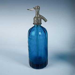 Antique Blue Glass Seltzer Bottle, La Castellana