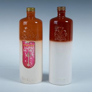 2pc Antique Ceramic Peters Gin Bottles