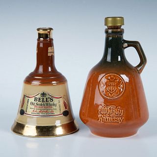 2pc Ceramic Whisky Bottles, Bell's & Whisky Ramsay