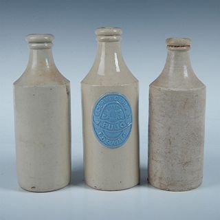 3pc Antique Ceramic Stoneware Ale/Ginger Beer Bottles