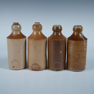 4pc Antique Ceramic Stoneware Ale/Ginger Bottles