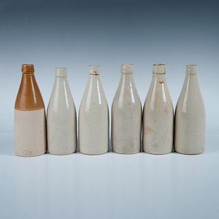 6pc Antique Ceramic Stoneware Ale/Ginger Beer Bottles