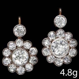 ANTIQUE VICTORIAN PAIR OF DIAMOND CLUSTER EARRINGS