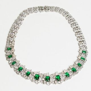 Costume "Diamond & Emerald" Paste Choker Necklace