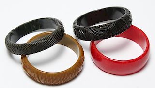 4 High Relief Bakelite Bracelets