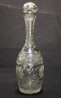 Large Cut & Etched Lead Crystal Decanter