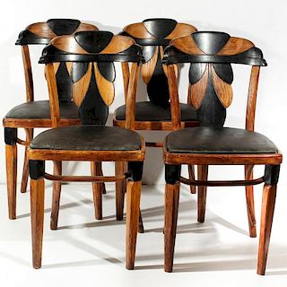 4 Vintage Art Deco Side Chairs