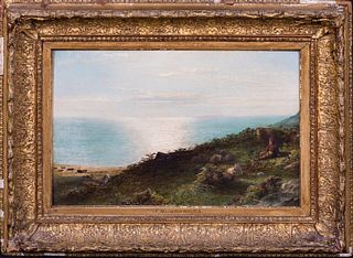  VIEW OF A SCOTTISH COASTAL LANDSCAPE OIL PAINTING