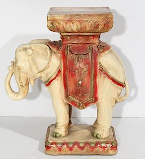 Vintage Cast & Painted Elephant-Form Garden Stool