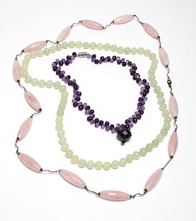 3 Semiprecious Stone Beaded Necklaces