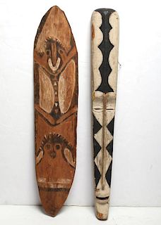 2 Vintage African Carved & Painted Tribal Articles