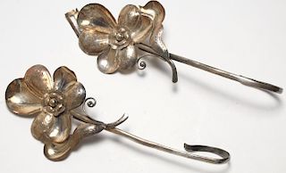 2 Silver-Plate Decorative Hanging Hooks