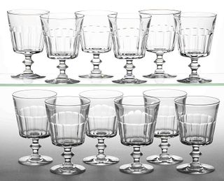 STEUBEN NO. 7725 CUT-FLUTE CRYSTAL ART GLASS GOBLETS, LOT OF 12