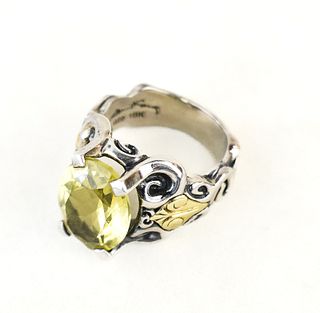 STERLING SILVER RING WITH 18K GOLD & CITRINE