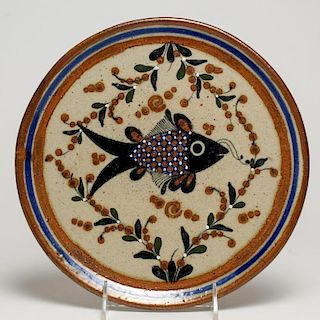 Air France Fish-Glazed Pottery Plate