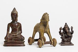 3 Contemporary Cast & Carved South Asian Figures