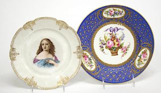 2 Sevres Gilt & Painted Porcelain Cabinet Plates