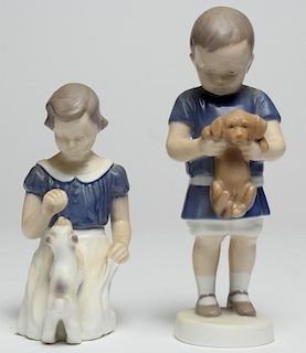 2 Vintage Bing & Grondahl "Child with Dog" Figures