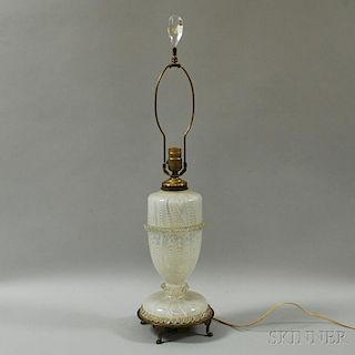 Italian Murano Latticino Glass Table Lamp