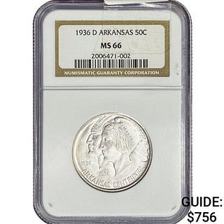 1936-D Arkansas Half Dollar NGC MS66 
