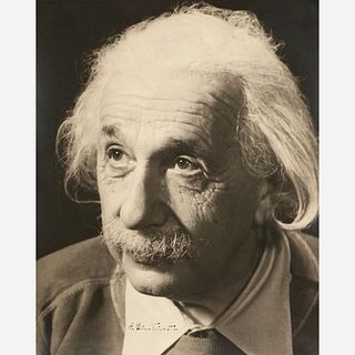 Albert Einstein Signed Gelatin Silver Portrait by Marcel Sternberger (1950)