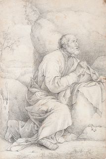 OLD MASTER DRAWING "THE PENITENCE OF SAINT PETERS"