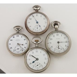 Open Face Pocket Watches in Nickel Cases