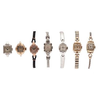 Mid Century Ladies Wrist Watches in 14 Karat Gold