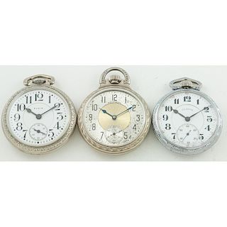 South Bend, Illinois and Elgin Open Face Pocket Watches