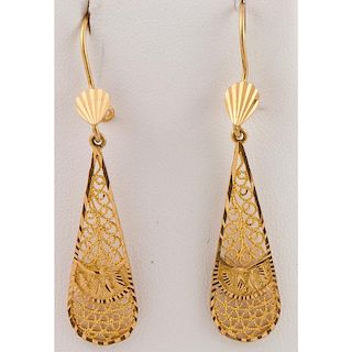 Filigree Earrings in 21 Karat Yellow Gold