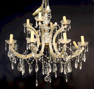 Large 12-Light Ornate Crystal Chandelier
