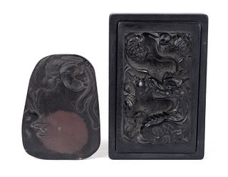 CHINESE INK STONE AND BASALT BOX