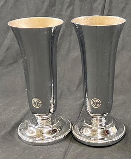 A pair of Georges Halais chrome plated vases from France