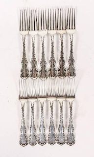 Set of 12 Whiting "Louis XV" Sterling Silver Forks