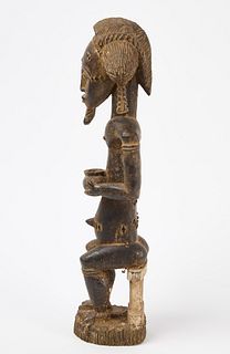 Carved African Figure Holding Bowl