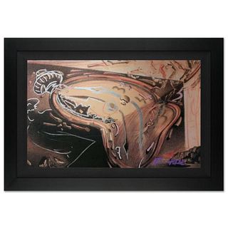 Ringo 4u2c - (Protege of Andy Warhol's Apprentice - Steve Kaufman) - "Melting Clocks" Framed One-of-a-Kind Mixed Media Painting on Canvas, Hand Signed