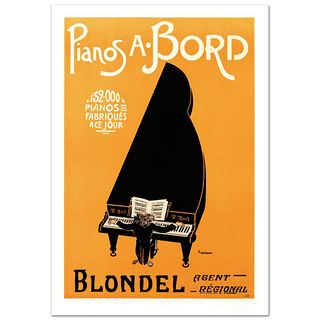 RE Society, "Pianos A Bord" Hand Pulled Lithograph, Image Originally by P.F. Grignon. Includes Letter of Authenticity.